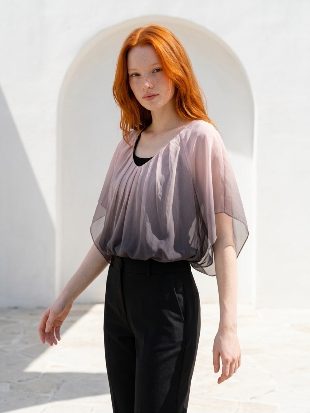 Ricki's Blush to Black Ombre Chiffon Blouse